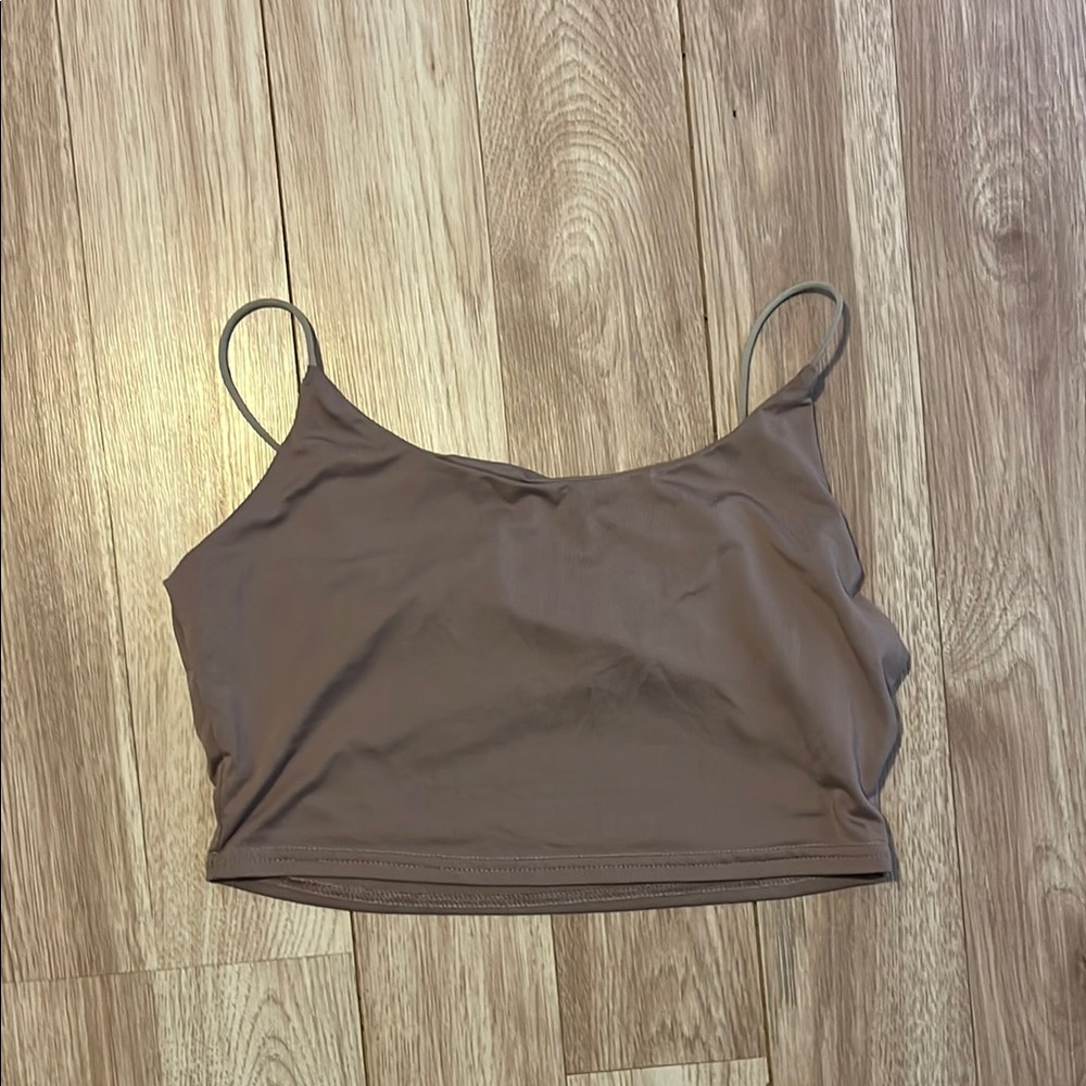 ROMWE Tan Fitted Crop Camisole Top